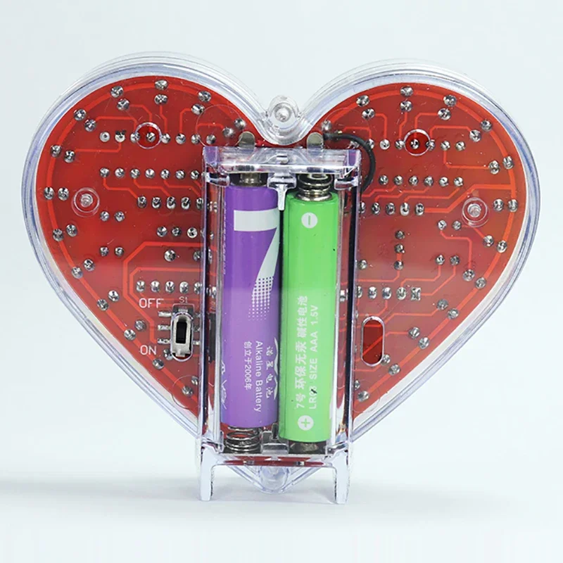LED Heart-Shaped Flow Light DIY Electronic Kit With 32 Colorful LED Lights DIY Soldering Practice Kit Battery Powered