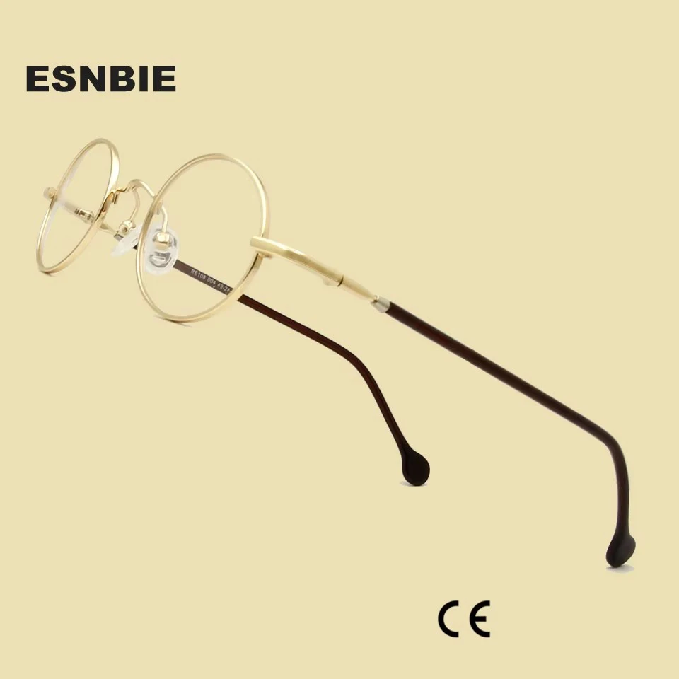 ESNBIE Small Black Circle Glasses Men Metal Round Optical Frame Women Prescription Glasses Oval Shape Spectacle Clear Lens