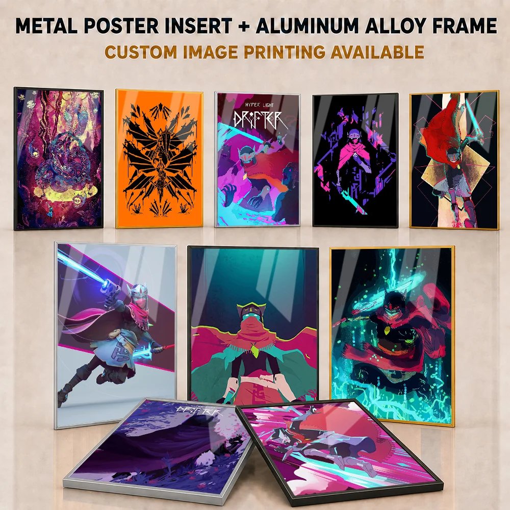 Hyper Light Drifter Framed Metal Posters Personalized Photo Video Game Theme Wall Art For Home Office And Entertainment Room