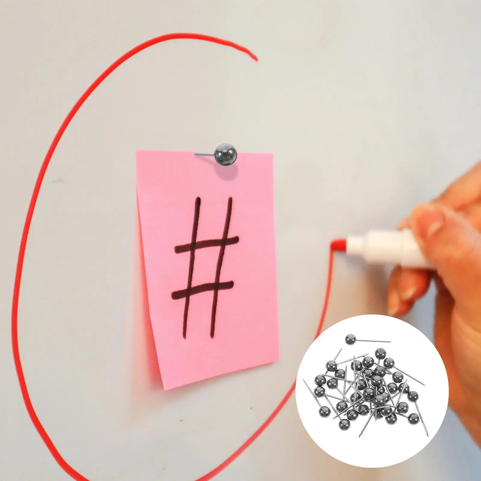 200pcs Push Plastic Metallic Decorative Tacks for Cork Board Walls Photos Calendars Map Flags Round Stainless Steel