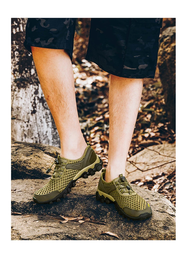 CLOHOO Mesh Shoes Thick Rubber Sole Handmade Cold Glue Casual Outdoor Sports Men's Shoes Breathable Comfortable Summer Sandals
