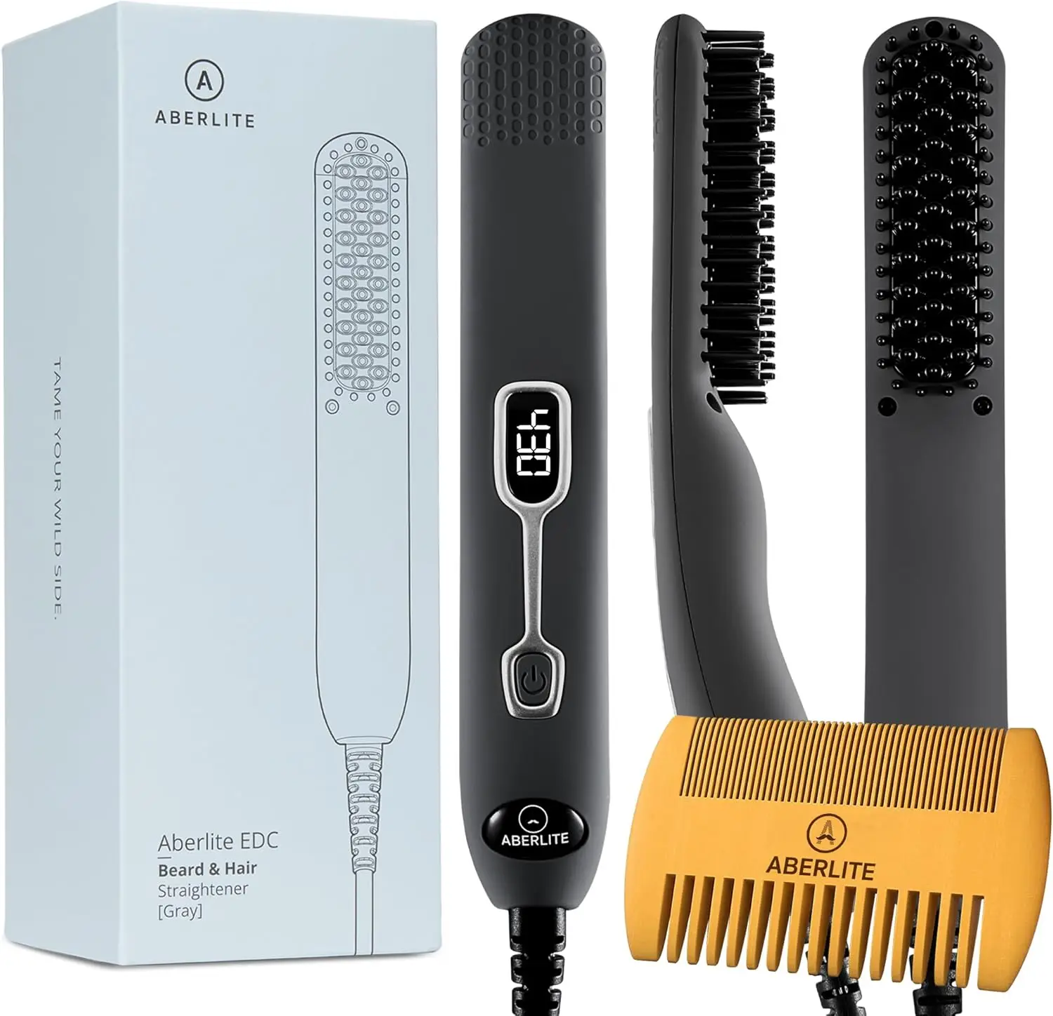 Professional Beard Straightener Brush - Heated Comb & Grooming Kit for Men, Fast Heating, Portable, Safe