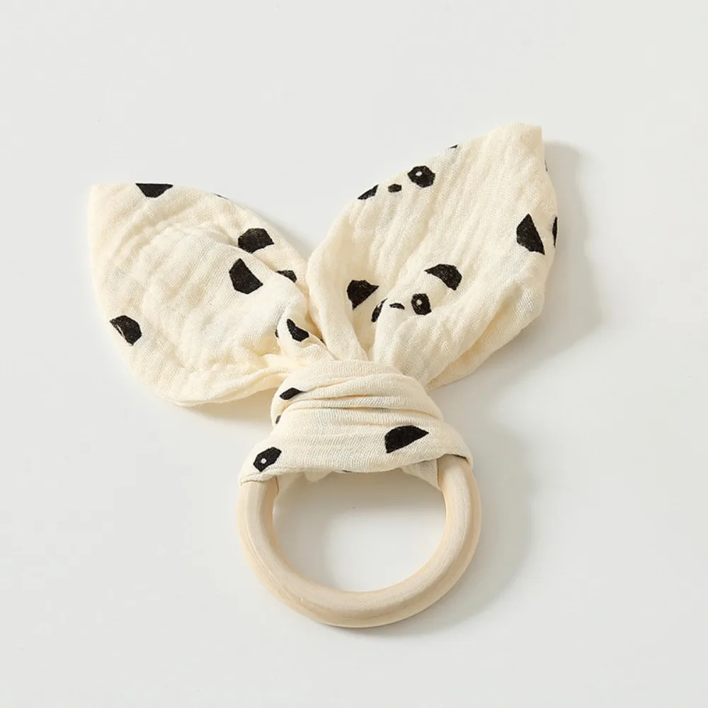 

Soft Baby Wooden Hand Grasp Toy Rabbit Ears Sensory Toy Newborn Teething Ring Natural Wooden Bracelet Rattle Chewing Appease Toy