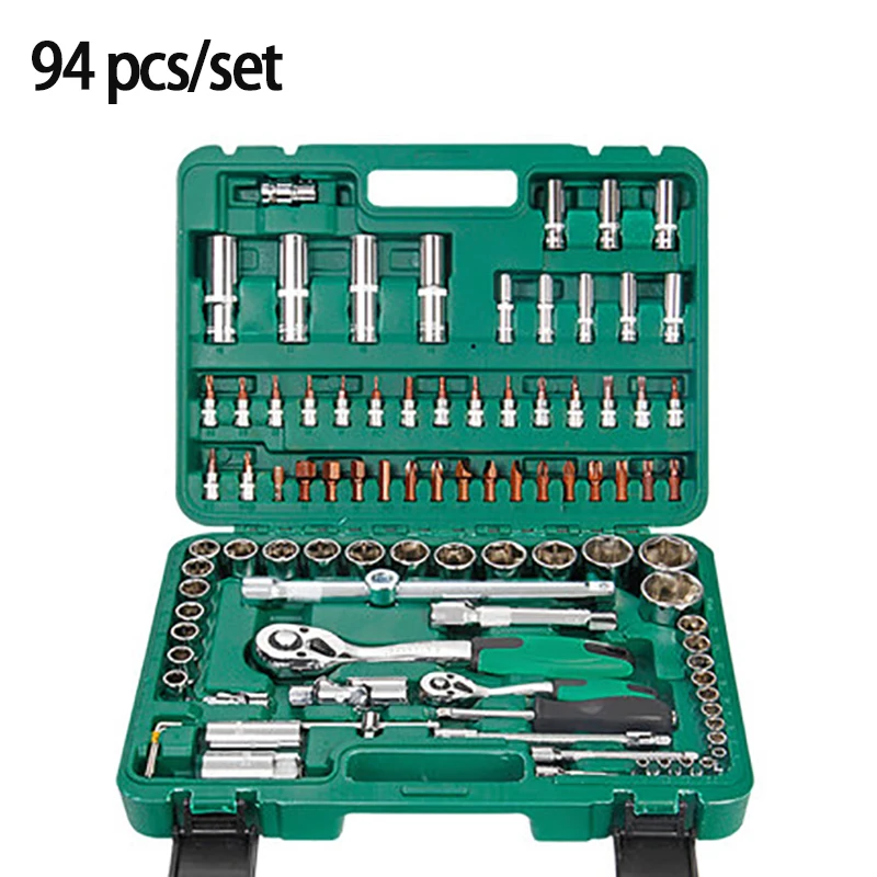 A Set  Car Repair Tools, Car Repair Kit Socket Wrench Ratchet Tool Combination Mixed Packaging Tool Set