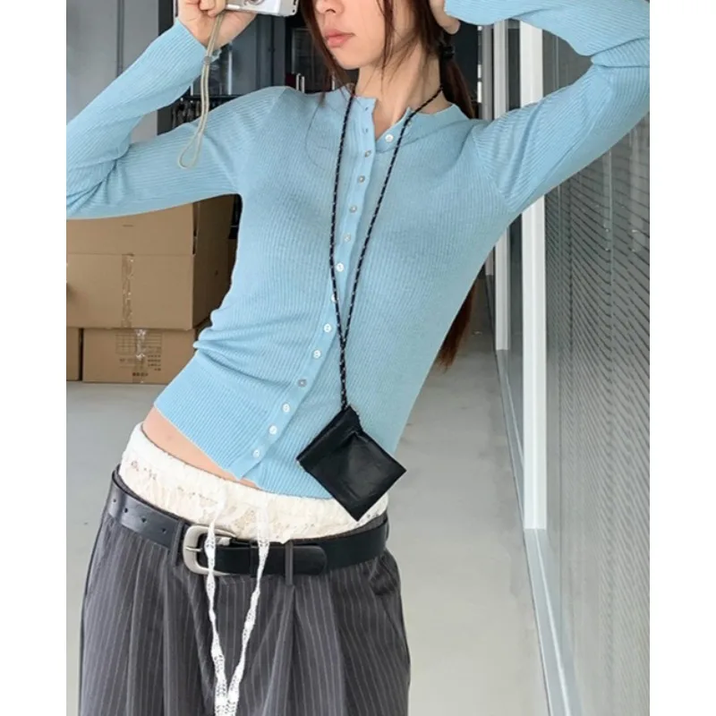 

Spring Long-sleeved Knitted Base Jacket Women's Premium Single-breasted Slim Slimming Cardigan Sweater Top