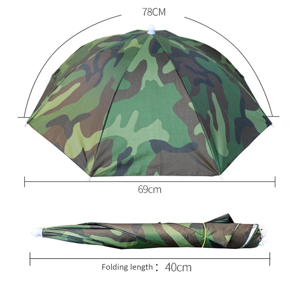 Portable Rain Hat Outdoor Folding Umbrella Fishing Sun Shade Anti-UV Camping Fishing Headwear Cap Beach Head Hats Accessory