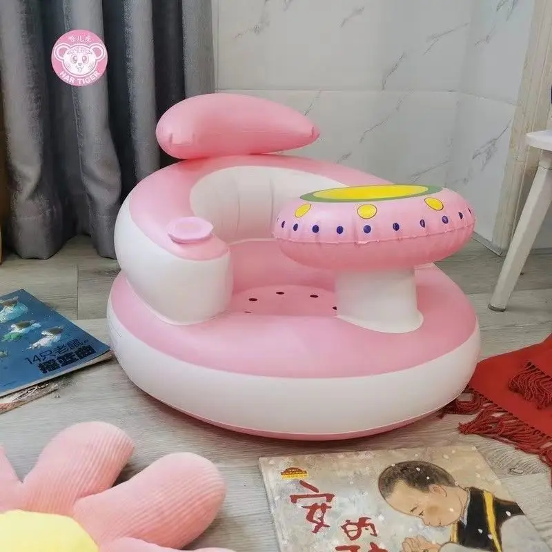 Baby Inflatable Sofa Seat Multifunctional Cartoon PVC Toddler Feeding Chair Support Seat Sofa Learning To Sit Chair Baby Seat