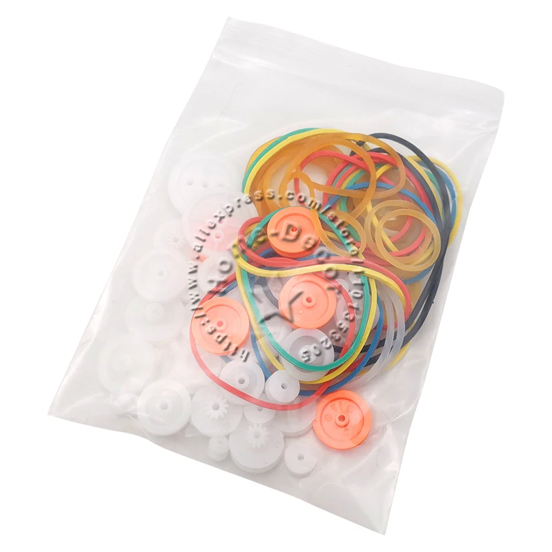 For DIY Toy Car Boat Model Belt Pulley Combination Package Rubber Belts Band Plastic Pulley Wheel Motor Motor Transmission Gear