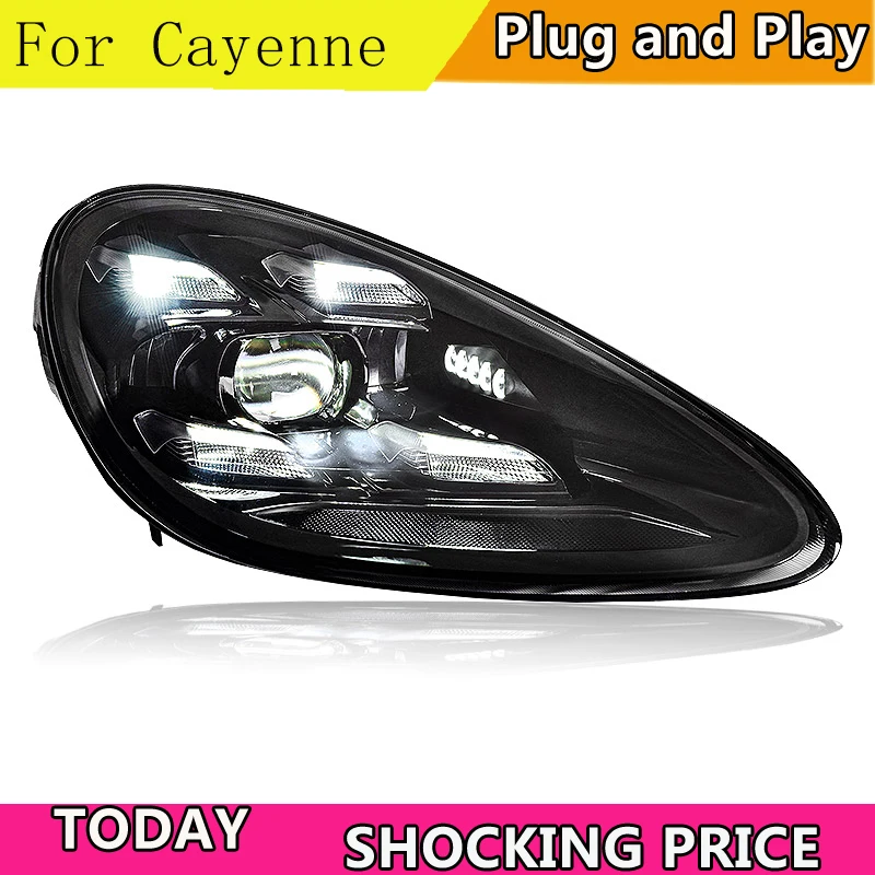 All LED Head Lights For Porsche Cayenne Headlights 2011-2018 LED DRL Running Light LED Low Beam+High Beam Assembly