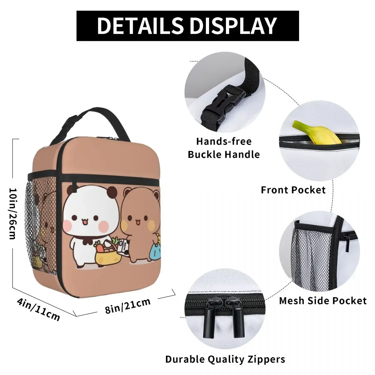 Cute Bubu And Dudu Insulated Lunch Bag Go To Grocery Together Food Bag Portable Cooler Thermal Lunch Boxes For Picnic