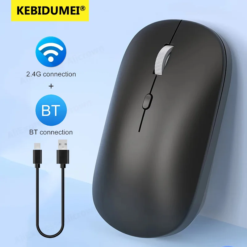 Mouse para jogos sem fio bluetooth 2.4ghz, modo duplo, bateria, com receptor usb, para pc, laptop, dpi ajustável, mouse para casa e escritório