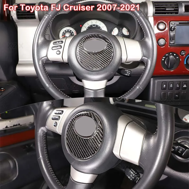 For Toyota FJ Cruiser 07-21 Soft Carbon Fiber Car Steering Wheel Panel Trim Circle Logo Covers Sticker Interior Car Accessories