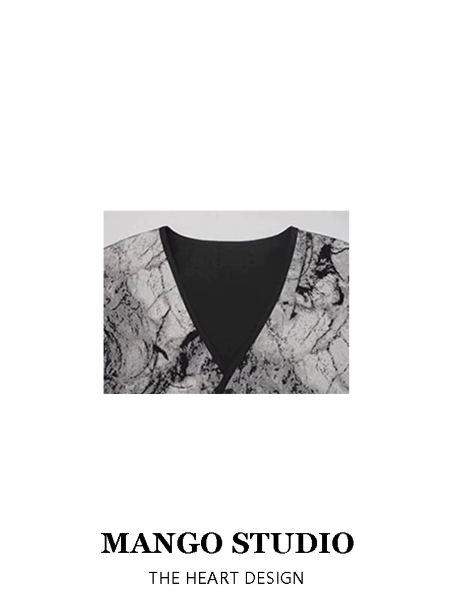 Ink printing thin vest women's new Chinese style two sides wear irregular vest foreign style small vest