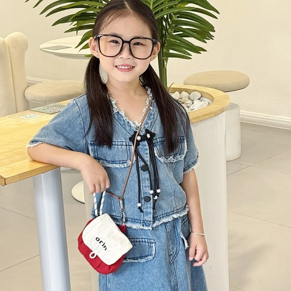 Sweet Cloth Neck Hanging Bag Mini Contrast Color Children Coin Purse Flip Headphone Bag Small Item Bag Boys