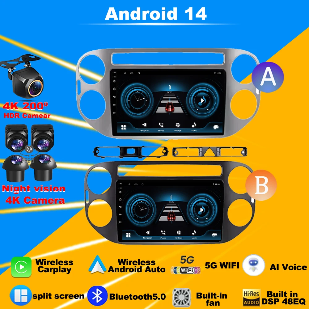 

Android 14 Car Radio For Volkswagen Tiguan 1 NF 2006 -2016 Multimedia Player BT Carplay Navigation GPS Autoradio DVD 4G WIFI