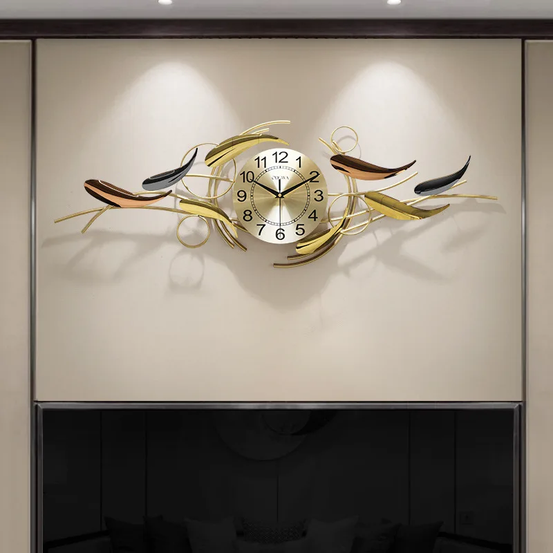 

Nordic Luxury Decorative Clock Wall Hanging for Living Room Creative and Atmosphere 3D Metal Clock Decoration
