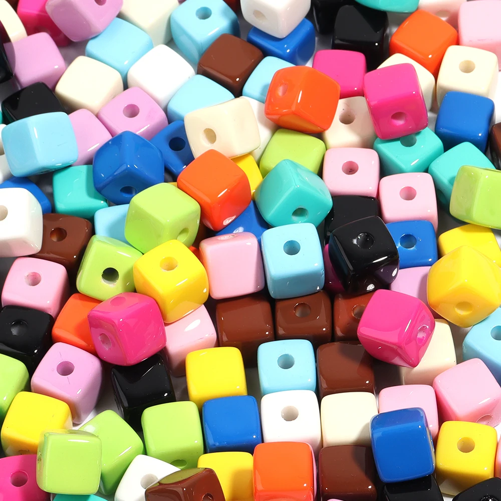 10pcs/Lot Acrylic Square Shape Beads Baking Varnish Cube Spacer Bead for DIY Original Bracelet Necklace Charms Jewelry Making - view 5