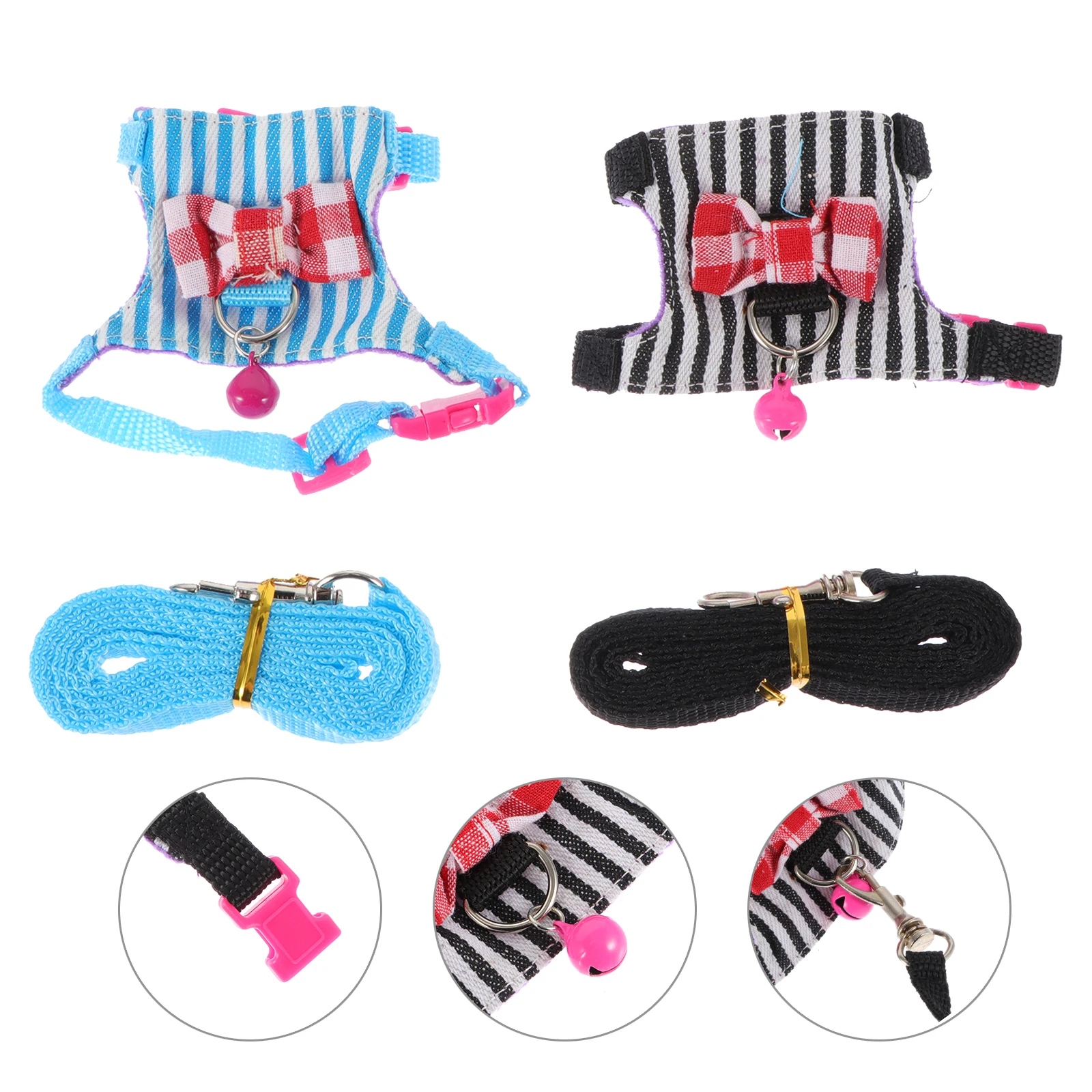

2 Sets Pet Vest Harness For Hamster Rat Comfortable Adjustable Leash Decorative Portable Accessory Chinchilla Supply Durable