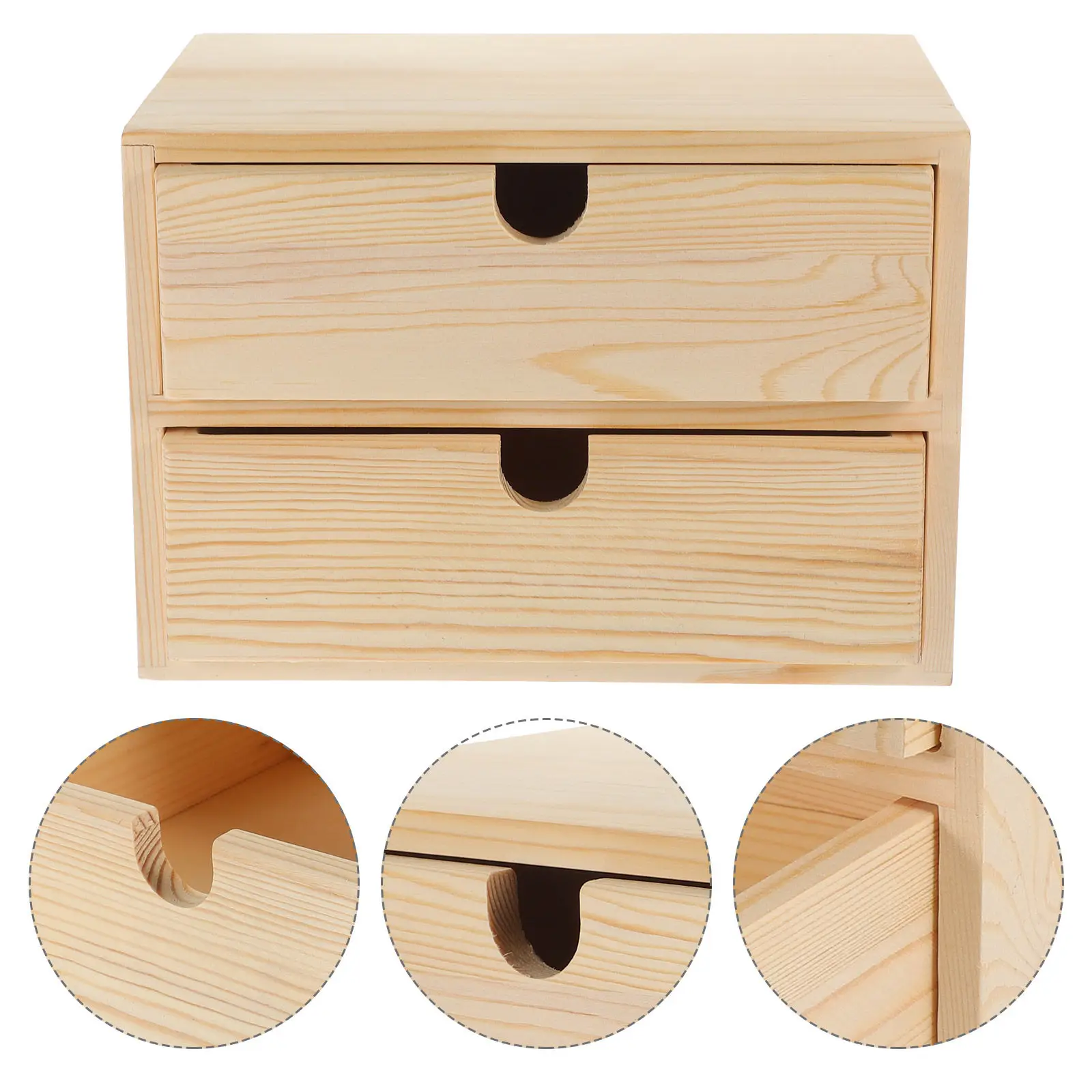 

Drawer Style Wooden Desk Organizer Tabletop Storage Box for Jewelry Accessories Office Stationery Home Decor Minimalist Natural