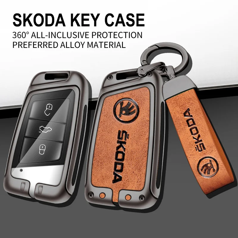 Zinc Alloy Car Smart Remote Key Fob Case Cover Protector Shell For Skoda Superb A7 Karoq Kodiaq 2020 2021 Keychain Accessories