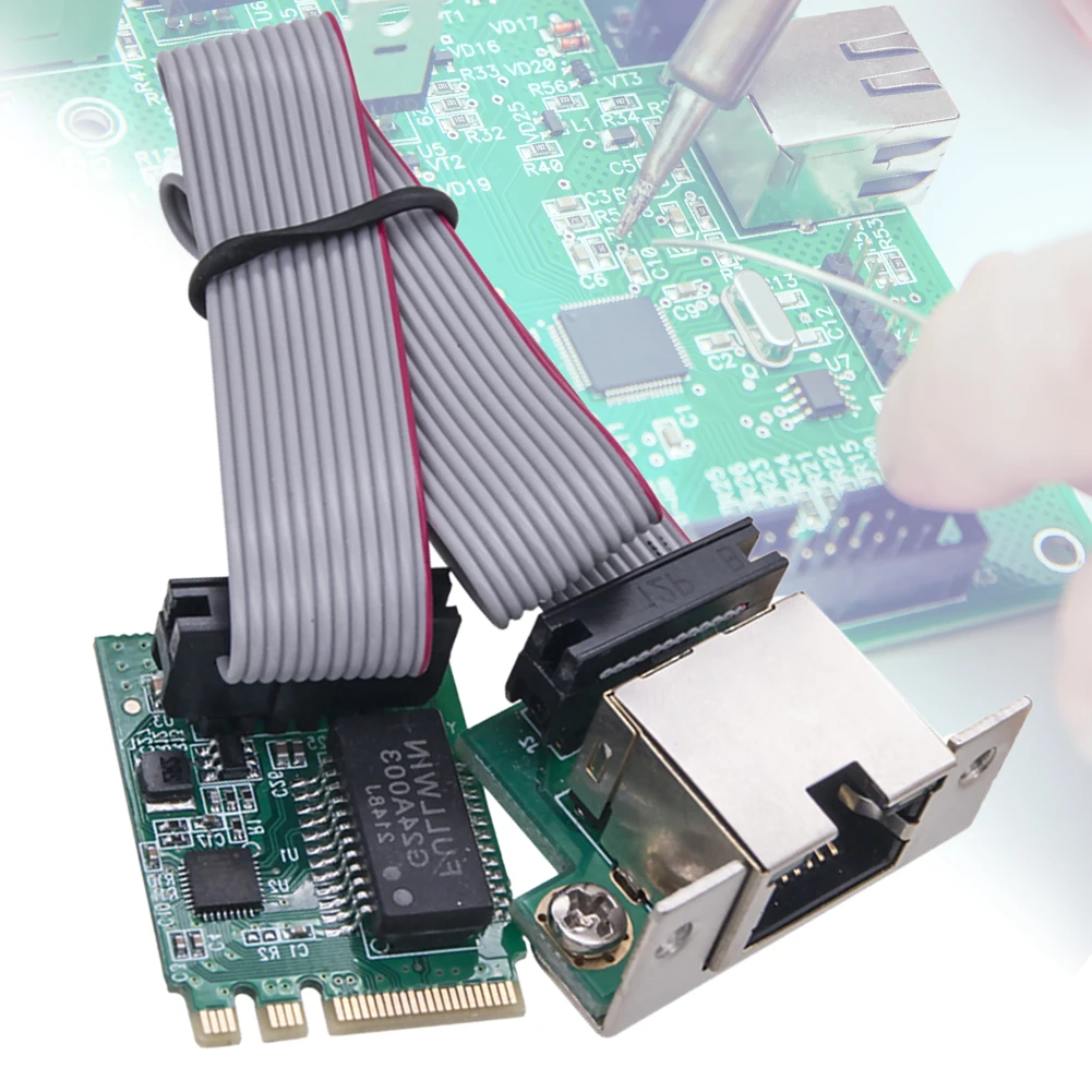 M.2 Network Card 10/100/1000Mbps M.2 RJ45 LAN Adapter Single Port RJ45 M.2 A+E Ethernet Adapter RTL8111H Chip for Desktop PC
