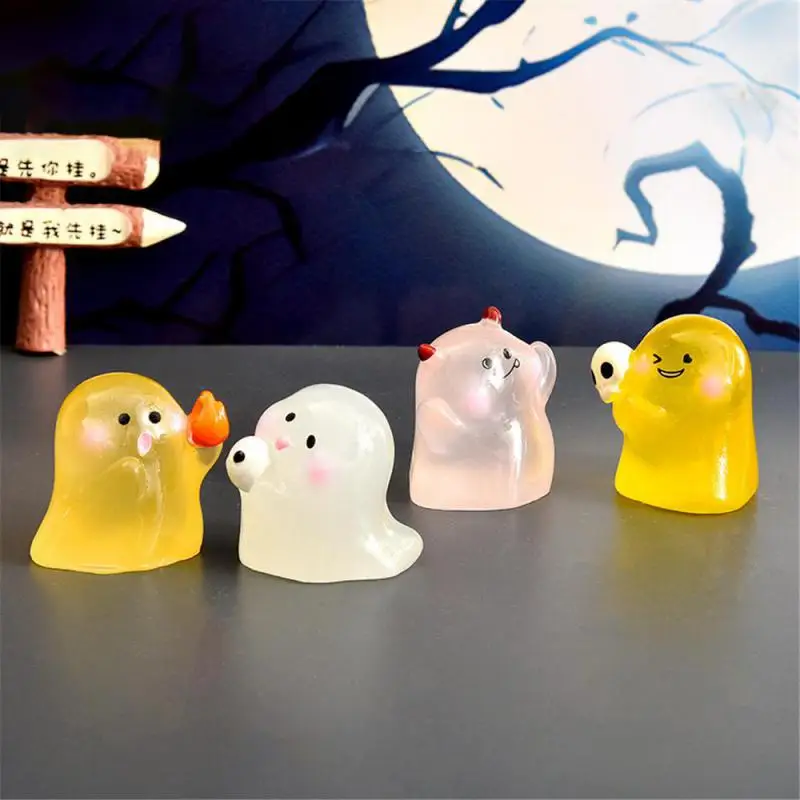 Halloween Luminous Cute Little Ghost Creative Desktop Ornaments Live Broadcast Blind Bag DIY Cute Grain Desktop Car Ornaments