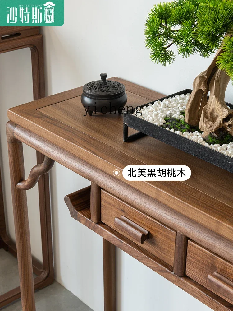 ZK New Chinese Style Console Tables  Long Narrow Table against the Wall Console Solid Wood Entrance Cabinet Table Side View Sets