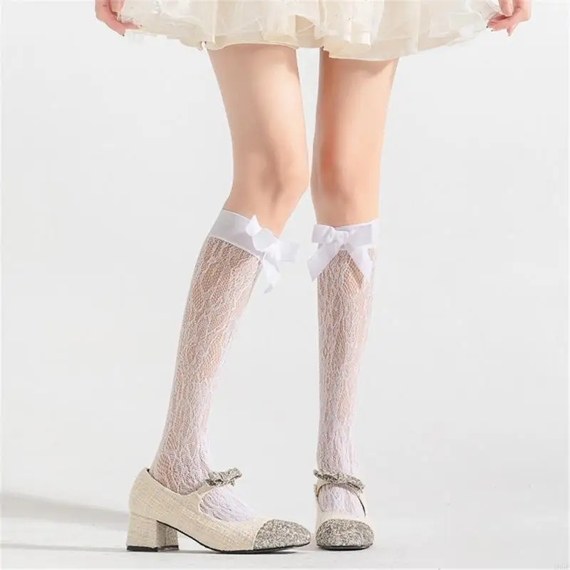 195E Bows Ankle Socks Sheer Lace Socks Women Knee Highs Socks Calf Socks Socks