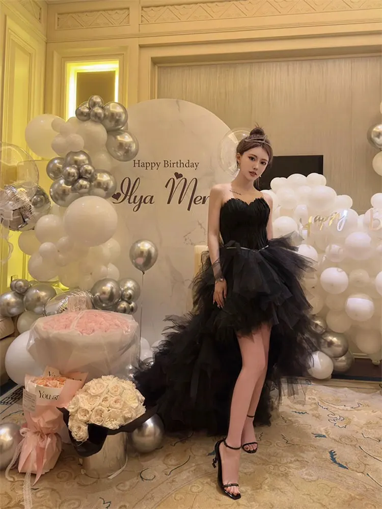 

Ballet Girl Feather Tailed Ball Gown Lightweight Luxury Birthday Celebri Princ Dr Sling Sle Sweet Sle Polyester F...