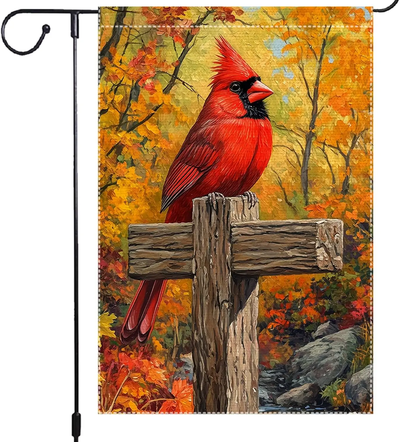 سقوط حديقة العلم مضحك الكاردينال حديقة أعلام التذكارية كروس الديكور في الهواء الطلق 12x18 بوصة مزدوجة الوجهين الخيش الشرفة الصغيرة ديسمبر JHH