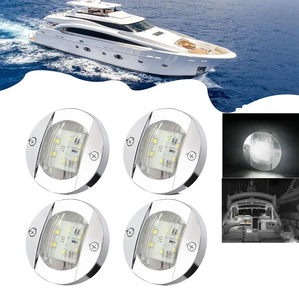 3Inch 6 Led Round Chrome Marine LED Transom Mount Stern Anchor Navigation Light Waterproof Boat Marine Lights 6-2835-SMD 12V DC