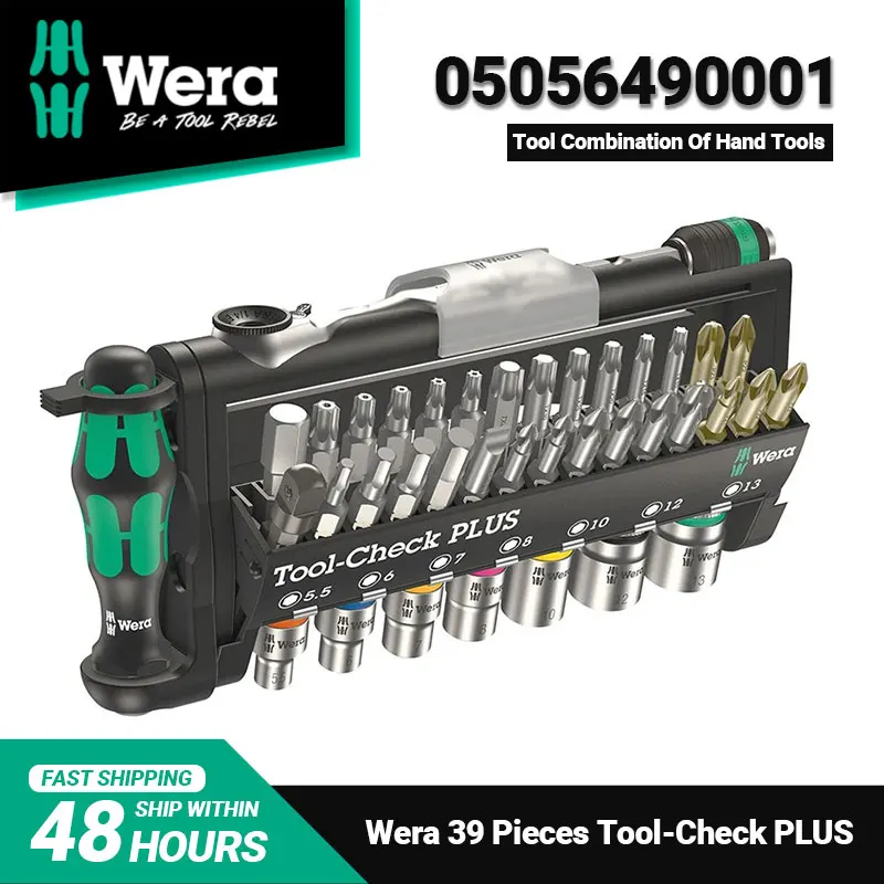 

WERA 05056490001 Tool-Check Plus Slotted Ratcheting Screwdriver 1/4" Head 39 Pieces 27 RA MULTI Metric Socket Convenient Tools