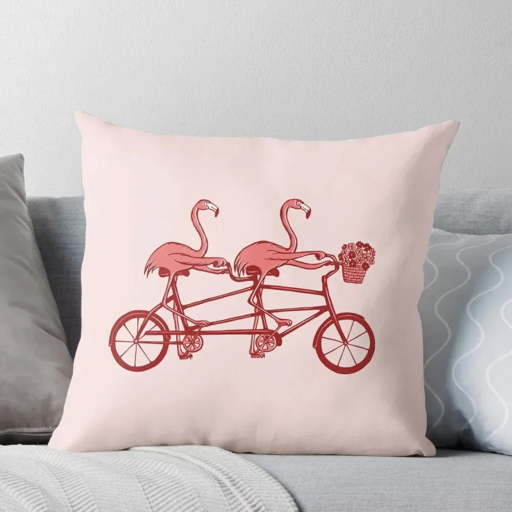 Pink flamingos on tandem bike Throw Pillow Christmas Covers For Cushions Cushions For Sofa pillow