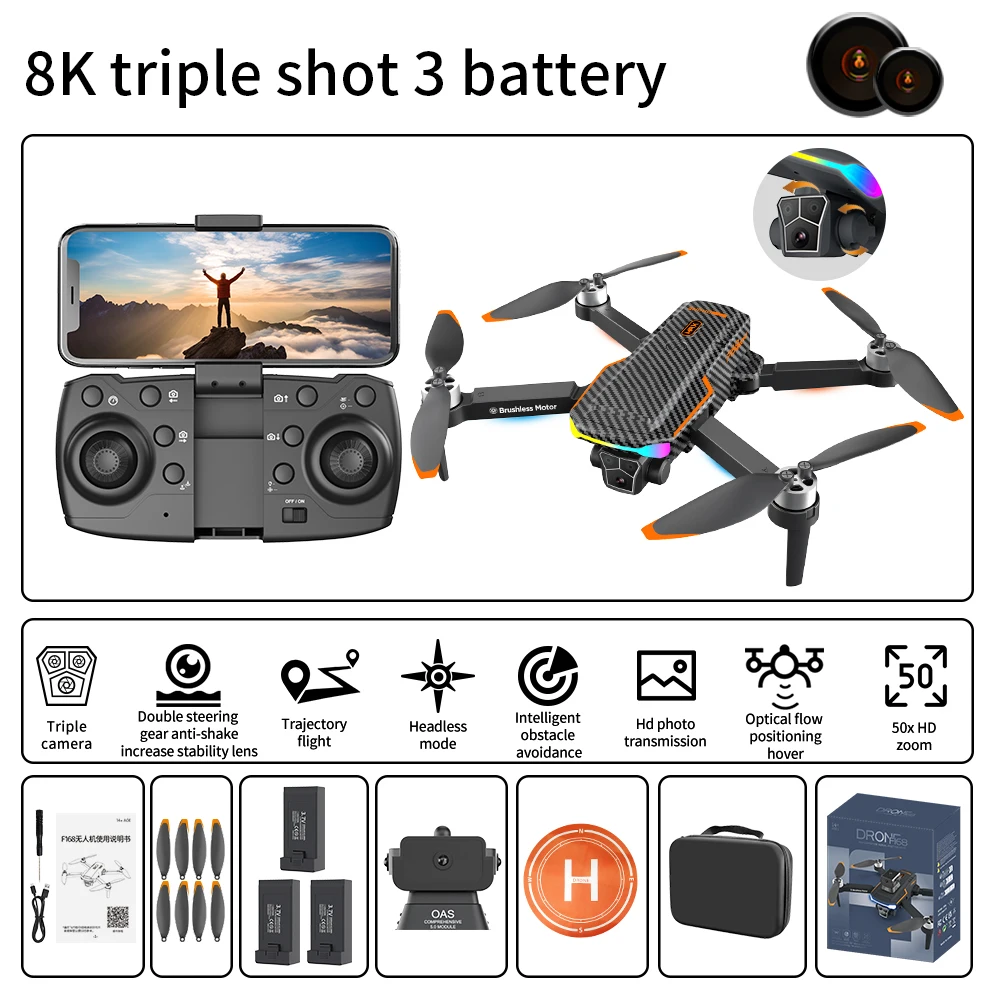 

Новинка F168 умный Дрон с двойной камерой 8K высокой четкости для аэрофотосъемки 5G Gps обход препятствий пульт дистанционного управления Квадрокоптер игрушки