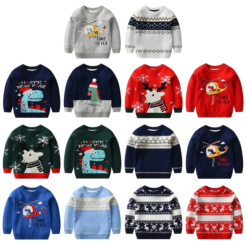 

2023 Christmas Children Warm Sweater Autumn Clothing Kids Girls Boys Knitwear Pullover Knitted Sweater Kids Sweaters 2-6 Years