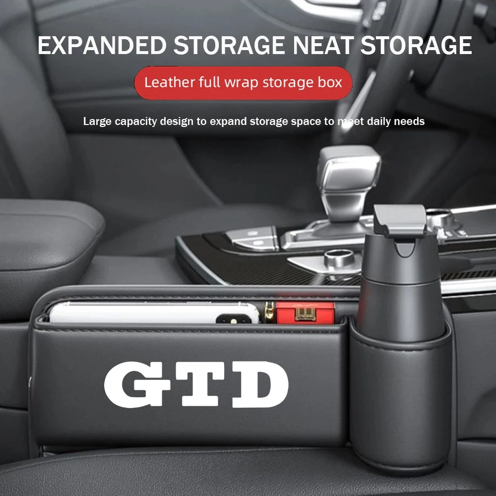 For Volkswagen VW GTD GTI Golf 4 5 6 7 MK4 MK5 MK6 Car Seat Sewn Gap Crevice Slot Storage Box With Cup holder Auto Accessories