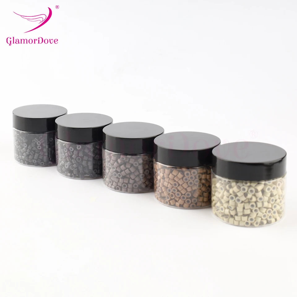 GlamorDove 1000 piezas micro anillos de 4mm para extensiones de cabello, microlinks con recubrimiento de silicona, herramientas y accesorios 6
