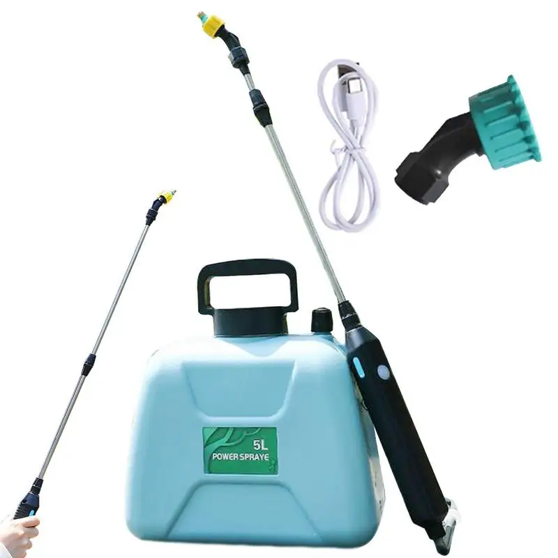 Battery Powered Sprayer, Garden Liquid Sprayer with Telescopic Wand, 5L Garden Lawn Sprayer  2 Spray Nozzles and Shoulder Strap