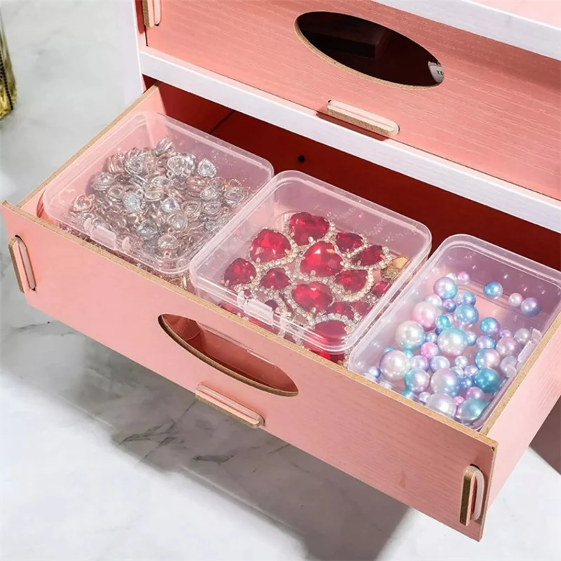 6PCS Mini Storage Box Transparent Square Plastic Box Earrings Jewelry Packaging Storage Small Square Box  Jewelry Organizer