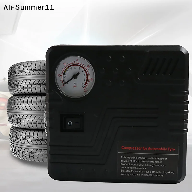 【RV】Compressore d'aria portatile 12V per gonfiaggio pneumatici, manometro per pneumatici auto, accessori per compressore d'aria per auto e biciclette
