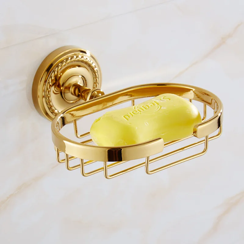 Luxury Gold Brass Bathroom Accessories Hardware Set Towel Bar Rail Rack Toilet Paper Holder Toilet Brush Shower Soap Dish Holder - view 6