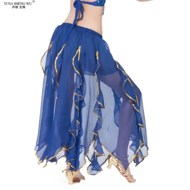 女性ベリーダンススカートインドダンス練習ハーフドレス女性のためのエレガントなスイングスカート社交パフォーマンストレーニング衣装