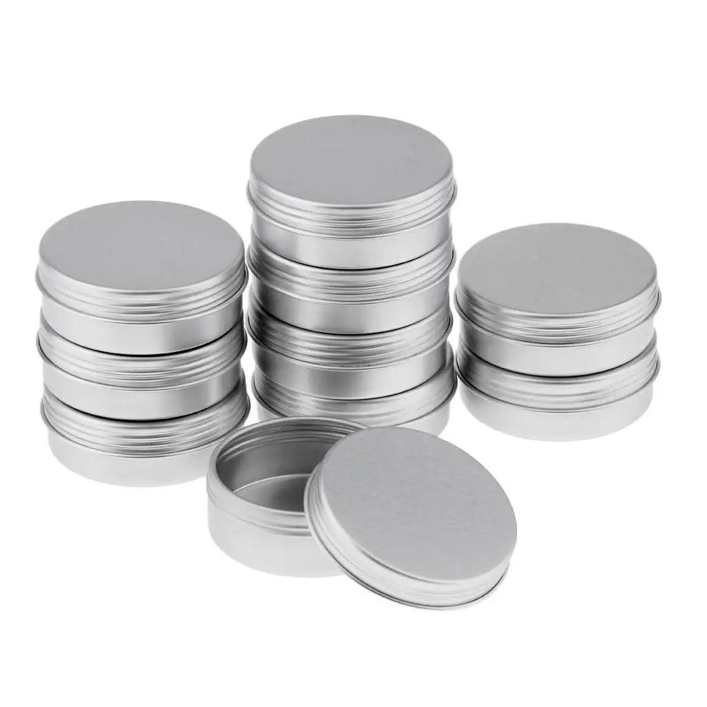 10x 25ml Aluminium Lip Balm Tin Pots Cosmetic Jars Bottles Containers