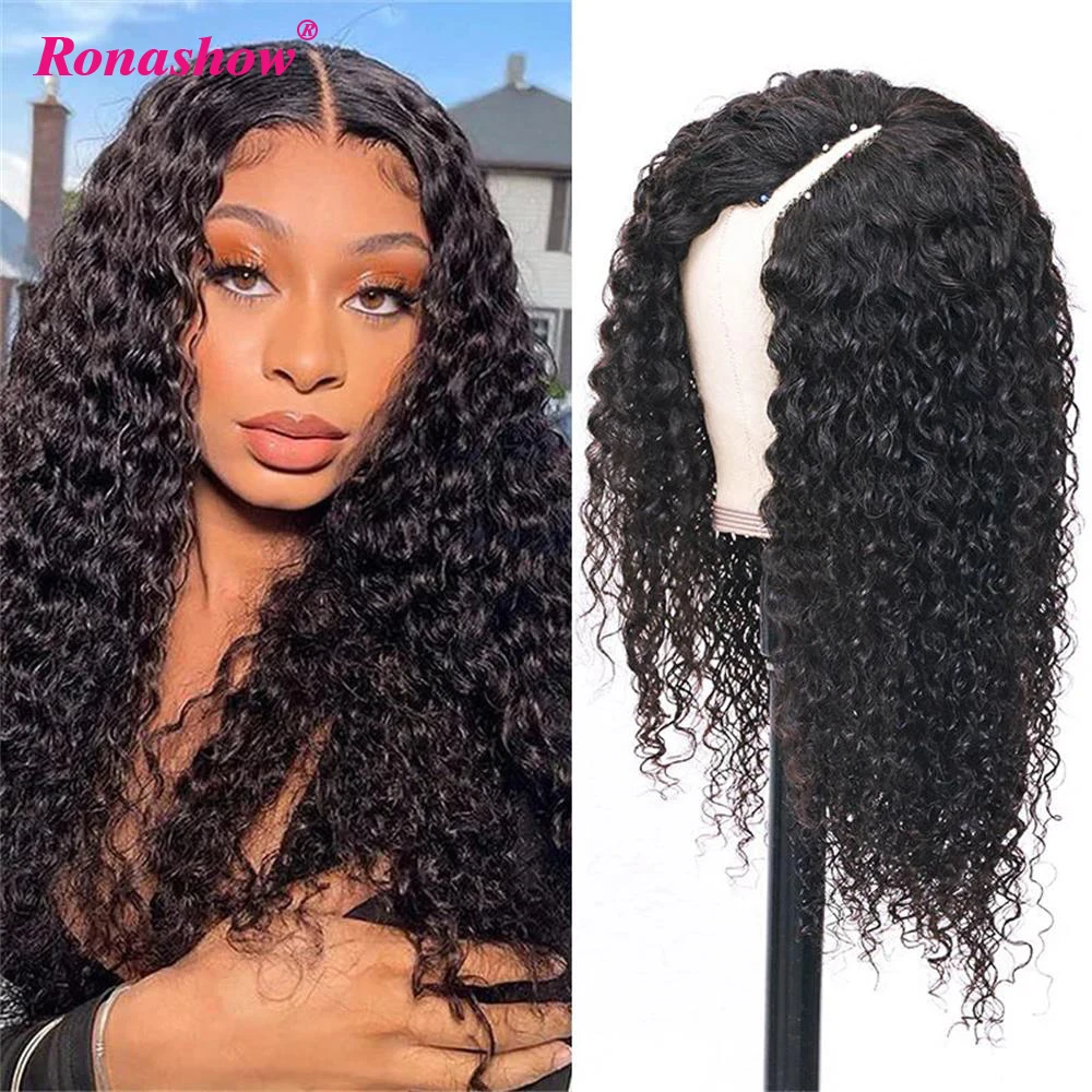 Water Wave V Part Wig Human Hair For Black Women No Leave Out Brazilian Human Hair Wig Glueless Curly U Part Wig Human Hair