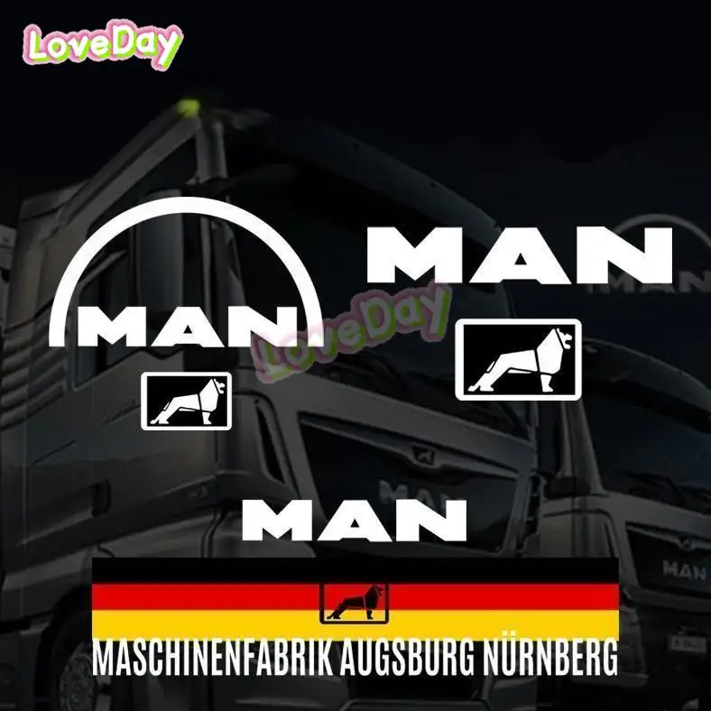 Deutsche lkw mann aufkleber lkw aufkleber mann buchstabe löwe logo körper dekoration aufkleber vinyl auto aufkleber