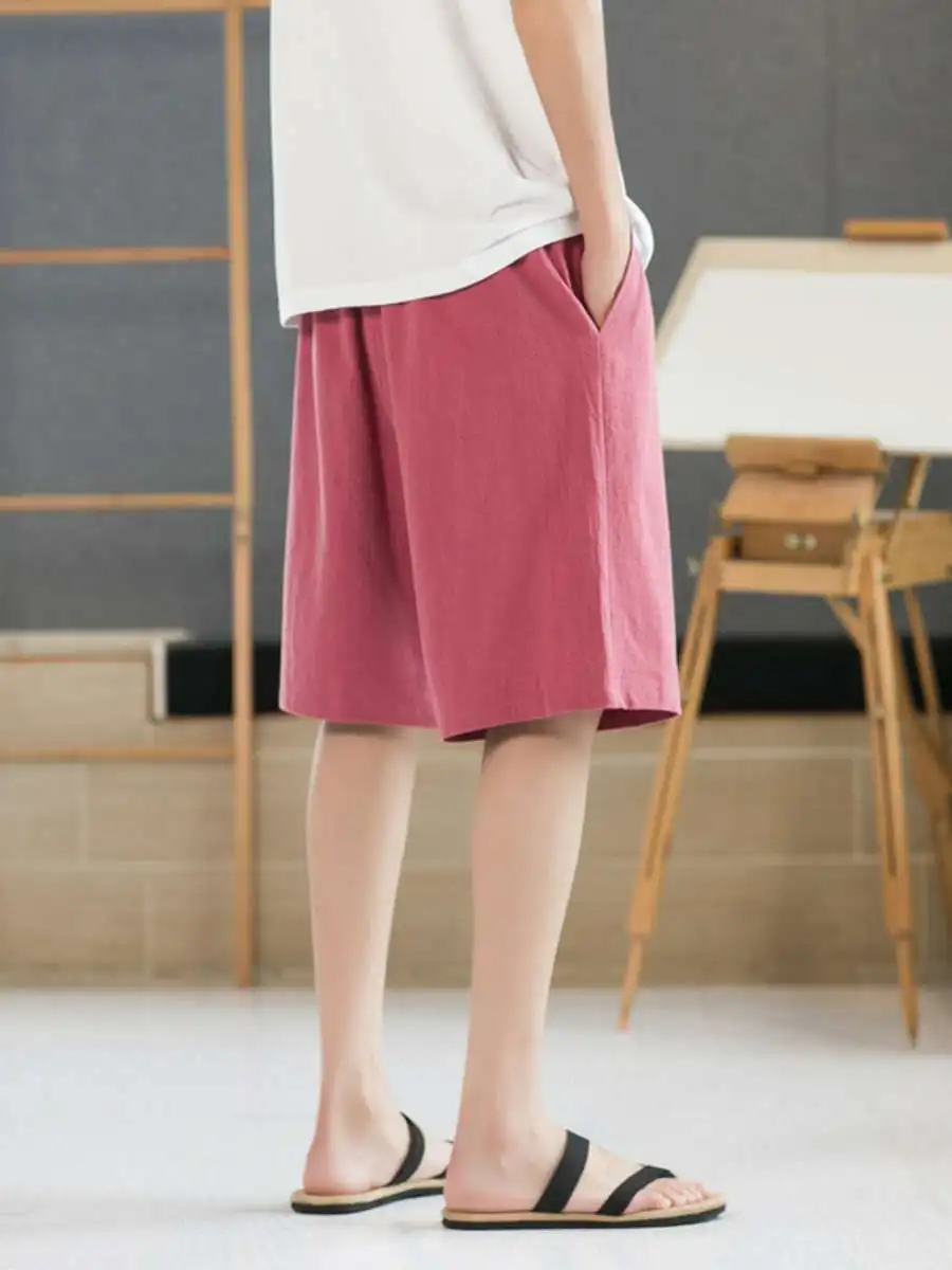 

Мужские свободные шорты в гонконгском стиле, летние, модные, пляжные, повседневные, с высокой талией, свободного кроя, мужская одежда