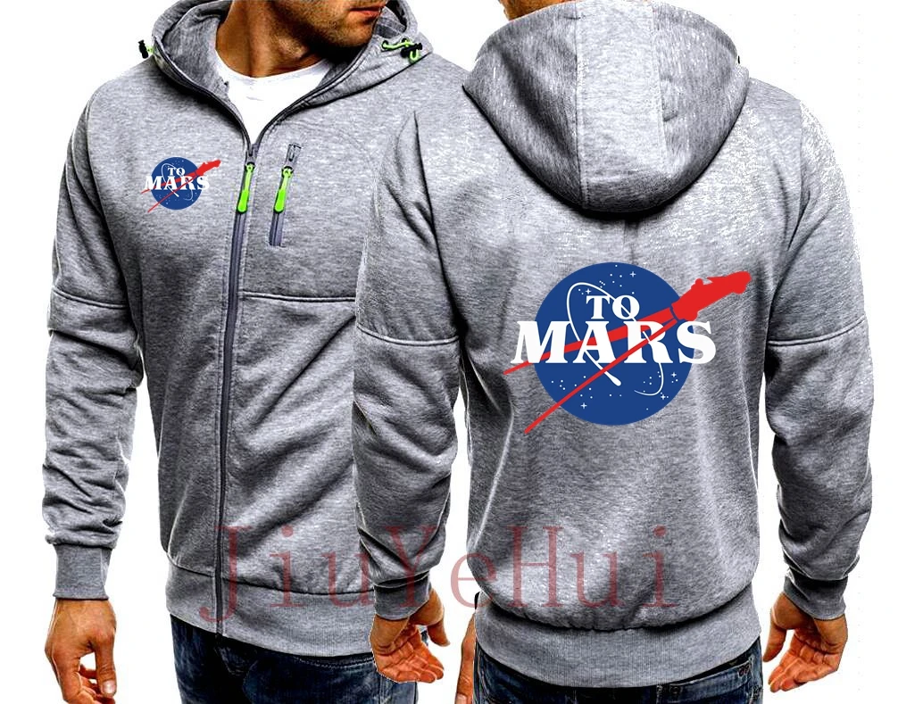 Mars SpaceX Black Zipper Sweatshirts Space X Logo Hoodies Men\'s Popular Boyfriend\'s Jacket Mens Clothing Outerwear NASAS Hooded