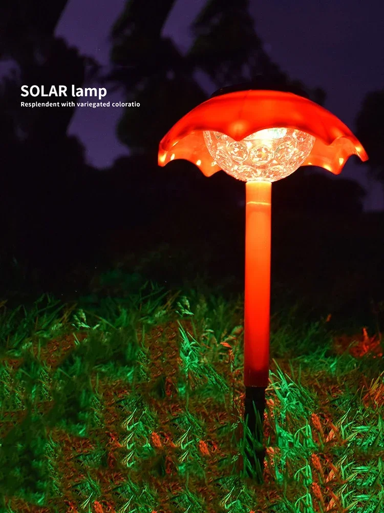 Mini Umbrella LED Solar Garden Light Outdoor Solar Lighting Waterproof ABS Solar Lawn Light Patio Garden Decoration Gradient