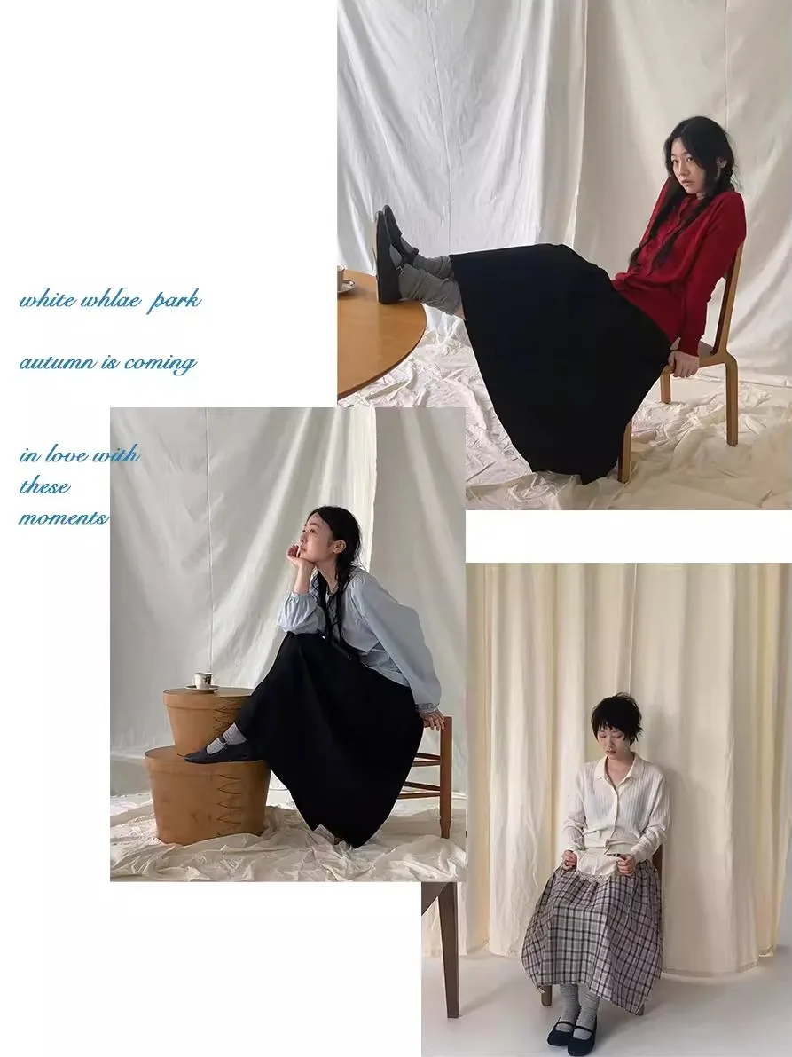 

Белая плиссированная юбка в клетку We Park 2024 Осень-Зима, длинная, хорошо сидящая, женская, модная, элегантная, стильная