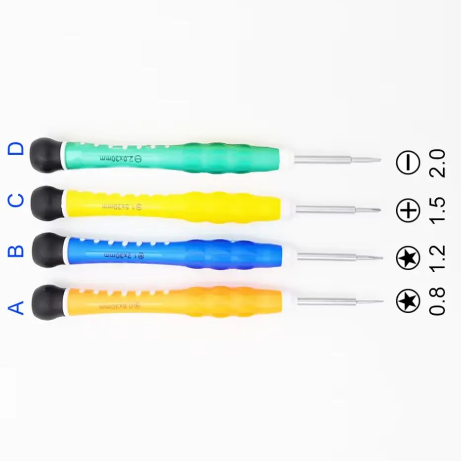 

200pcs/lot Colorful Rotatable Head Screwdrivers 125mm 0.8/1.2 Pentalobe 1.5 Phillips 2.0 Slotted Jelly Screwdriver Kit